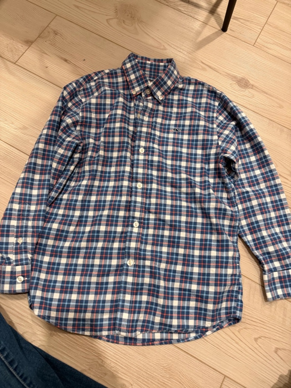 Vineyard Vines Navy, White & Red Plaid Button-Down Shirt